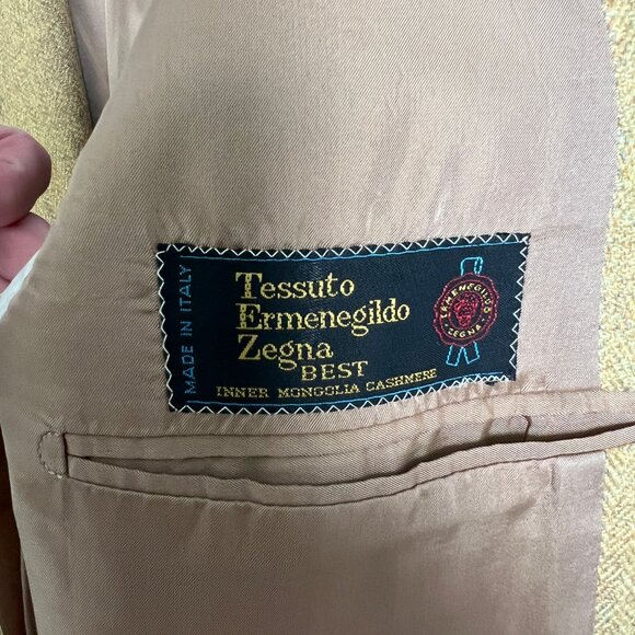 Vintage 100% Cashmere Ermenegildo Zegna Blazer Jacket Coat Woven Knit Oversized - Picture 5 of 9
